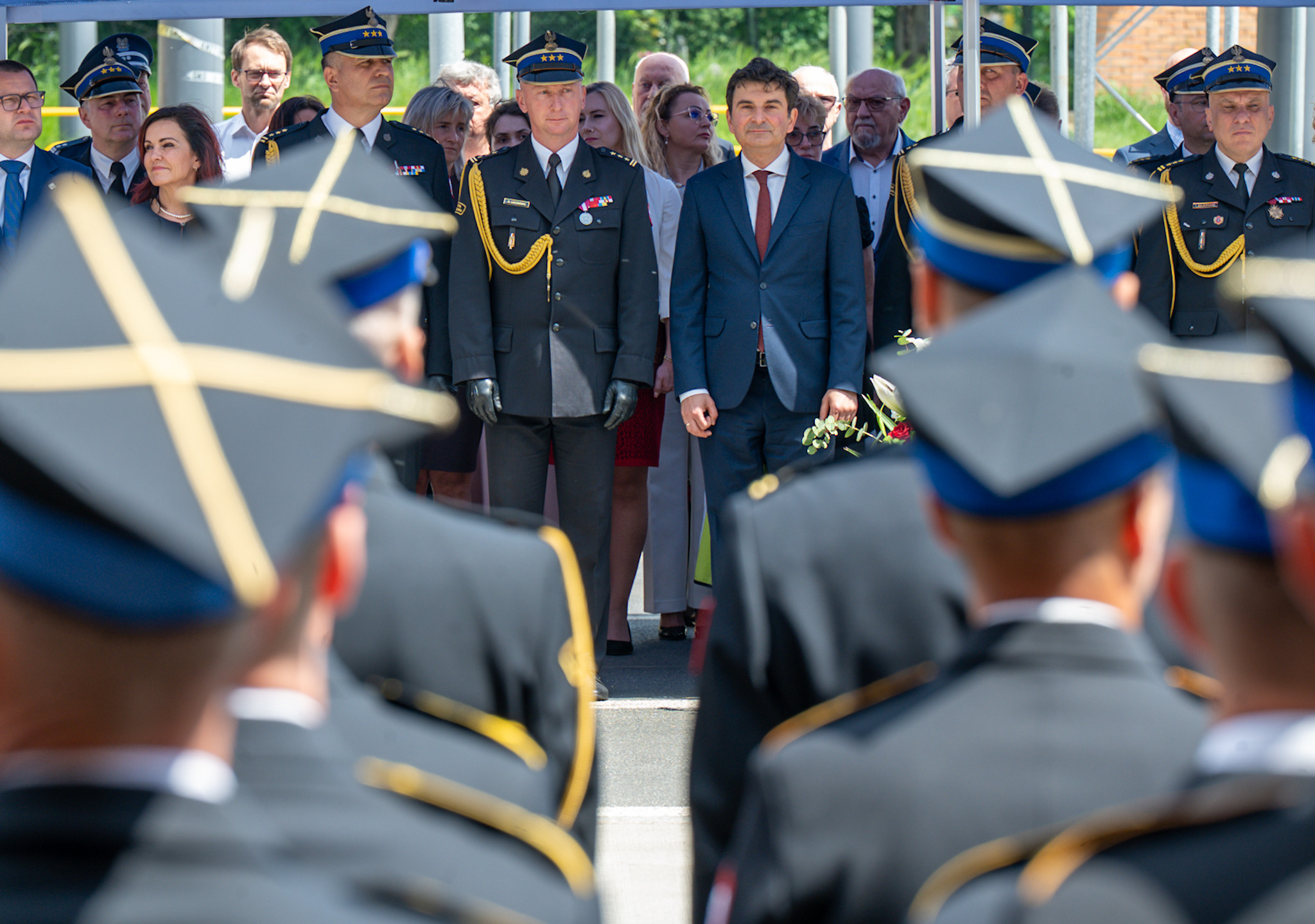Komendant Wojewódzki i Wojewoda Śląski podczas uroczystości.