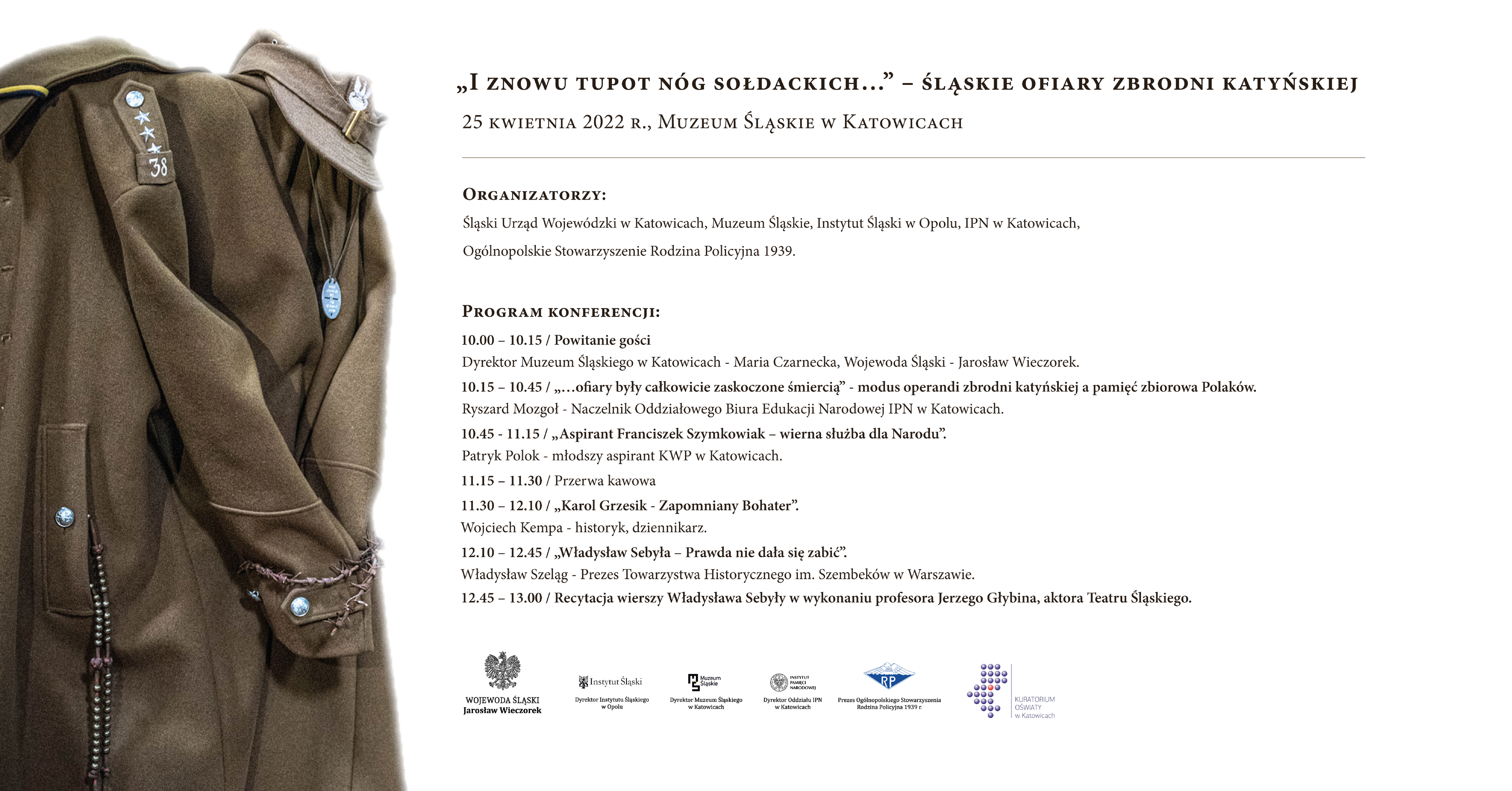 Program konferencji na temat śląskich ofiar zbrodni katyńskiej – Katowice, 25 kwietnia 2022
