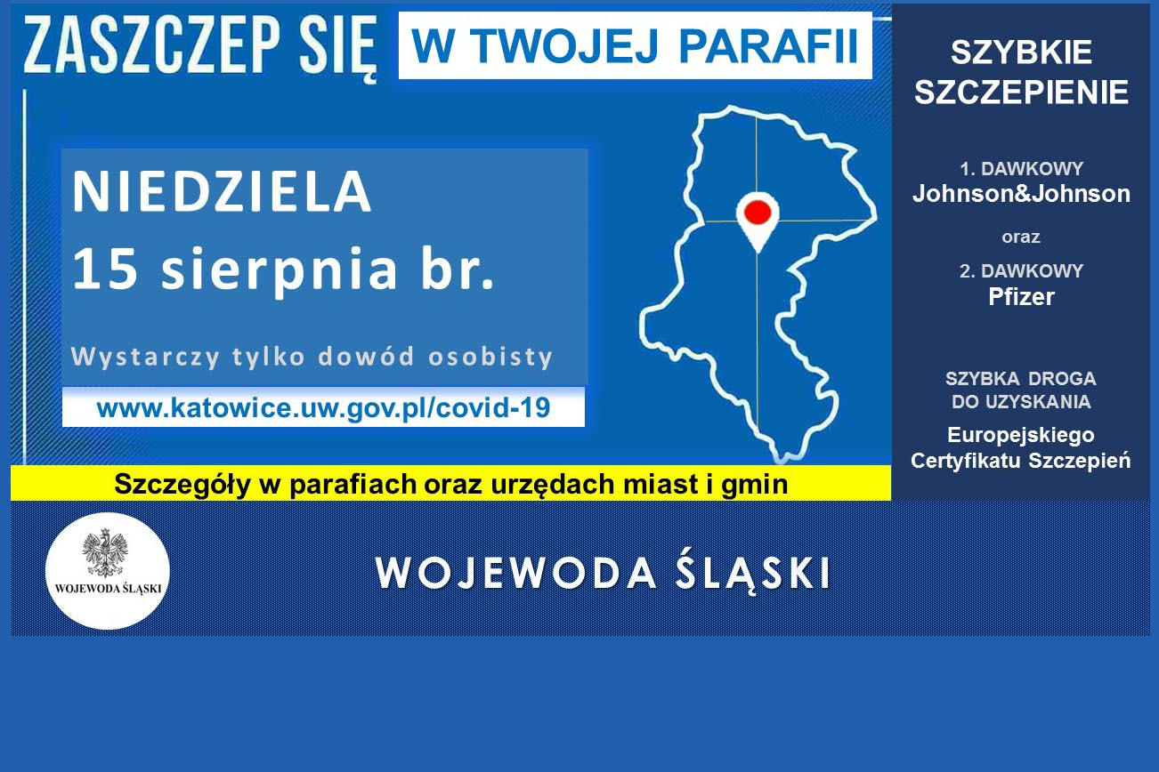 Grafika dot. akcji SzczepimySię w parafiach mat. ŚUW