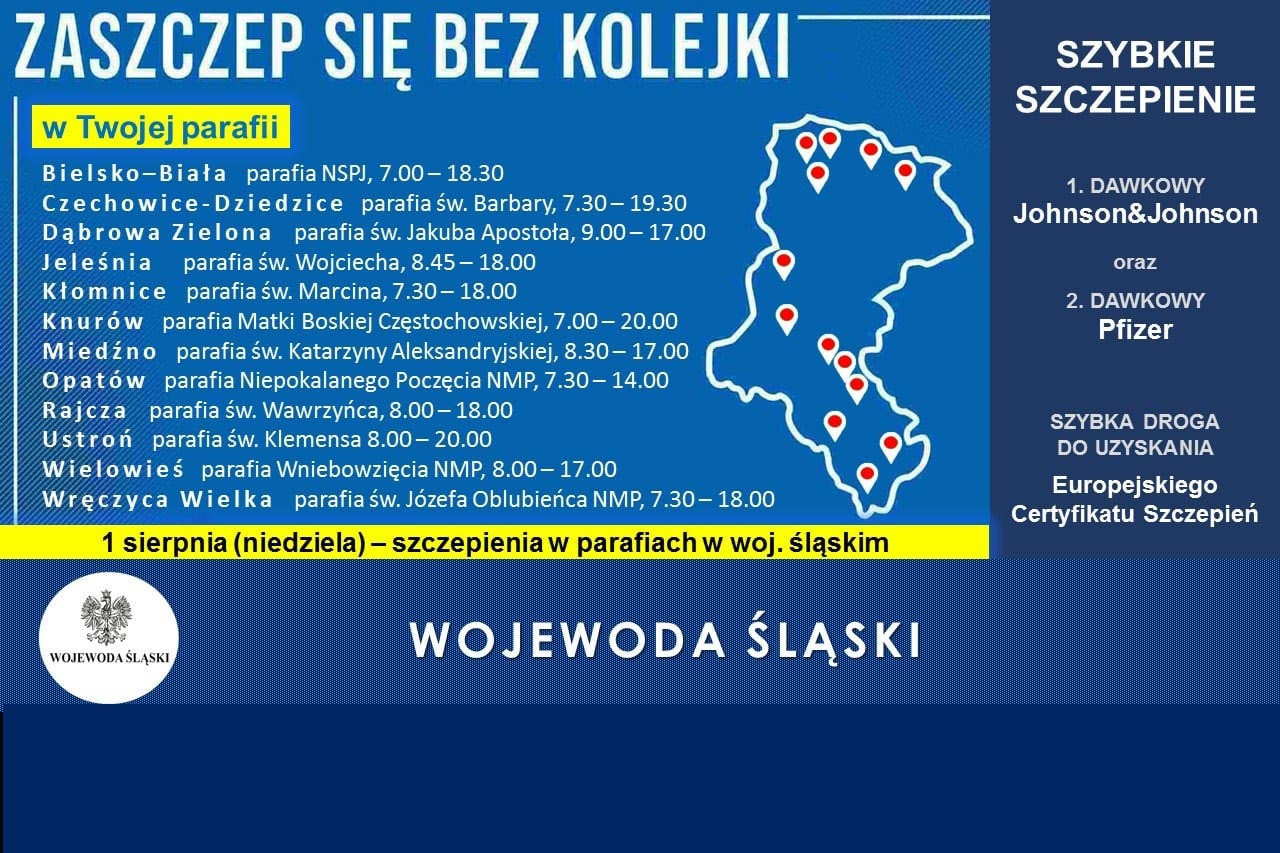 Szczepienia w parafiach - infografika mat. ŚUW