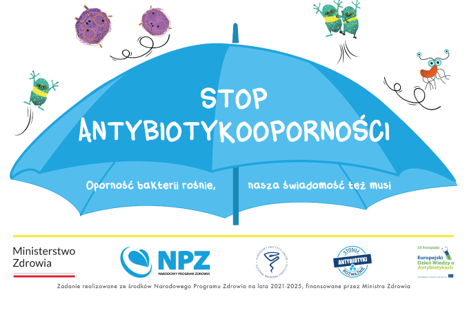 Grafika z napisane Stop antybiotykoodporności