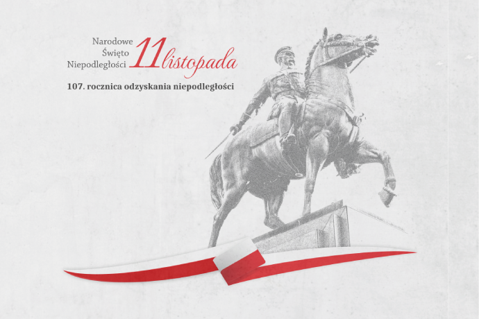 Grafika - 11 lisopada ze zdjęciem Józefa Piłsudskiego na koniu