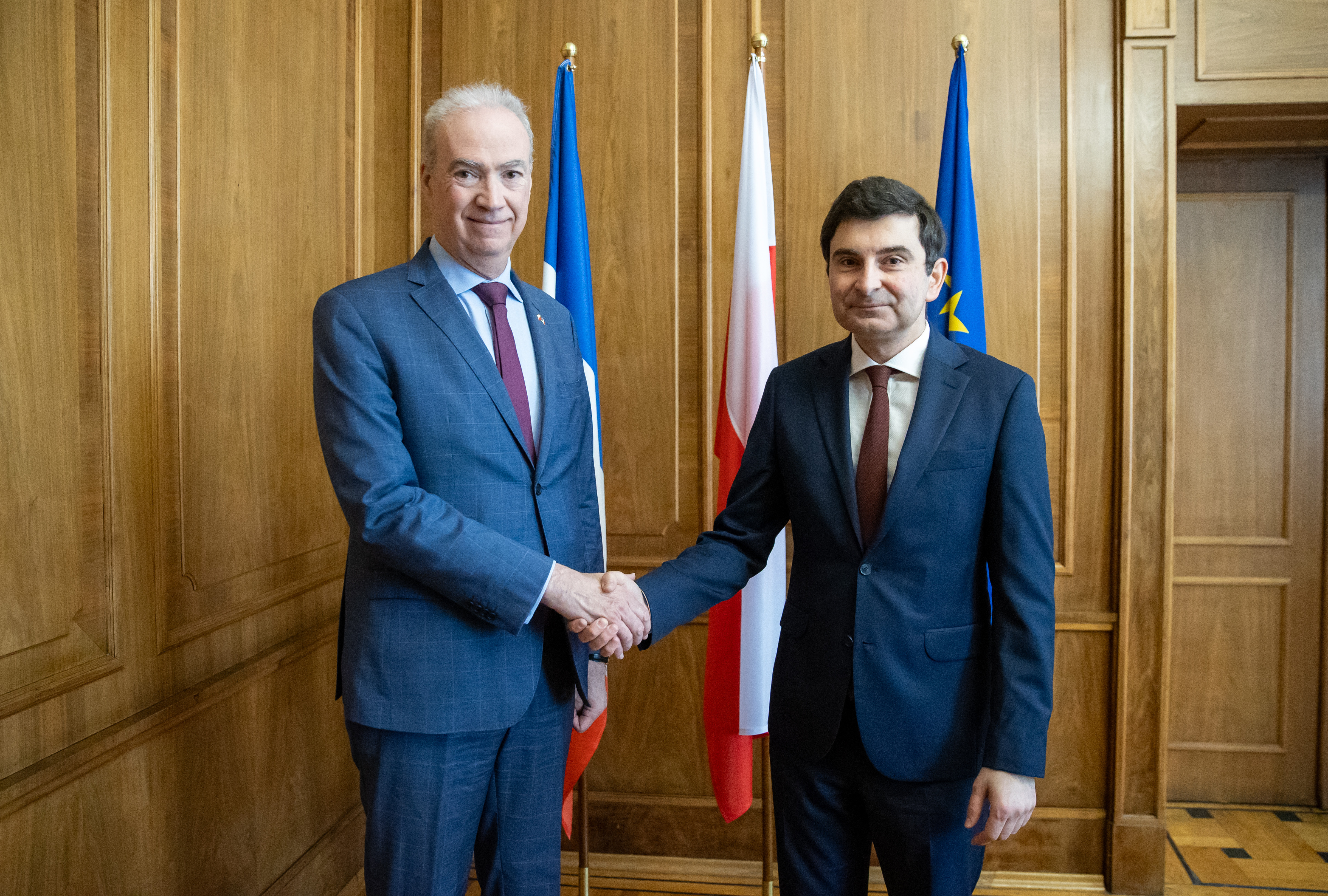 Wojewoda Śląski Marek Wójcik z Ambasadorem Francji w Polsce, JE Etiennem de Poncins/fot. ŚUW