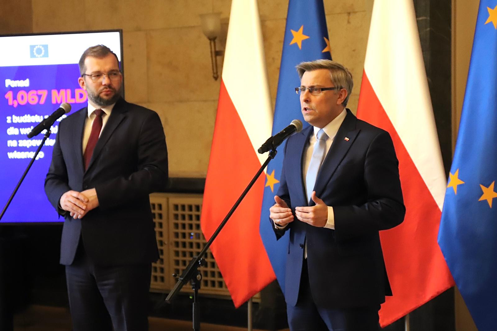 Wojewoda śląski oraz Minister Grzegorz Puda podczas konferencji