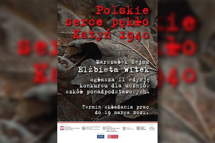 Polskie serce pękło Katyń 1940 plakat