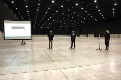 Briefing prasowy ws. budowy szpitala tymczasowego w Katowicach /fot. A. Księżnik/