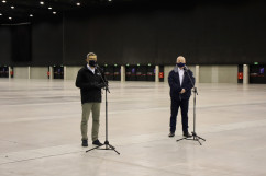 Briefing prasowy ws. budowy szpitala tymczasowego w Katowicach /fot. A. Księżnik/