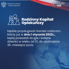 Grafika dot. Rodzinnego Kapitału Opiekuńczego/materiał Ministerstwa Rodziny i Polityki Społecznej