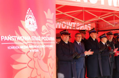 Uroczystość podpisania aktu erekcyjnego oraz wmurowania kamienia węgielnego pod budowę strażnicy Komendy Miejskiej Państwowej Straży Pożarnej w Bytomiu.