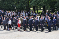 Galeria zdjęć z uroczystości obchodów 100. rocznicy zakończenia III Powstania Śląskiego z udziałem Prezydenta RP Andrzeja Dudy. Odegranie Hymnu RP/foto: Filip Nowakowski i B. Półrolnik