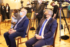 Konferencja prasowa dotycząca Polskiego Ładu - wojewoda śląski Jarosław Wieczorek wraz z sekretarzem stanu Stanisławem Szwedem /fot. K.Szczepanek/