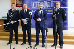 Briefing dot. akcji Bitwa o wozy w Bielsku-Białej /fot. A. Księżnik/