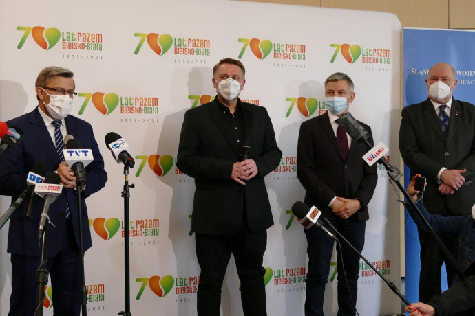 Briefing ws. uruchomienia Punktu Szczepień Powszechnych w Bielsku-Białej /fot. A. Księżnik/