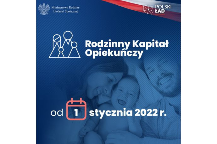 Grafika z napisem Rodzinny Kapitał Opiekuńczy/materiał Ministerstwa Rodziny i Polityki Społecznej