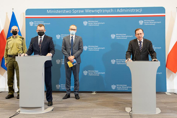 konferencja Ministra Spraw Wewnętrznych i Administracji dot. wsparcia Ukrainy fot. MSWiA