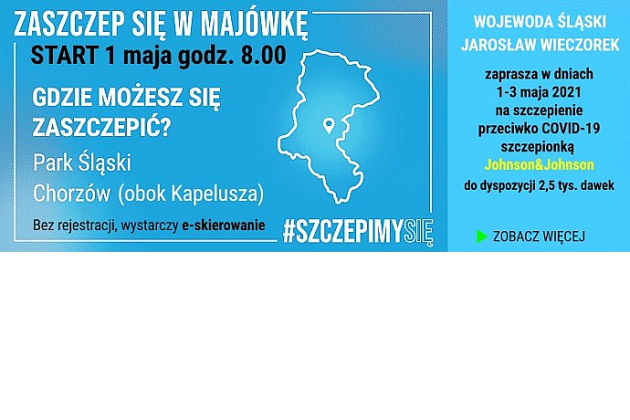 Baner dot. majówkowej akcji szczepień