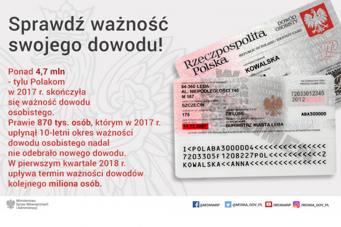 Plansza ilustracyjna nt. konieczności odbierania nowego dowodu osobistego /mat. MSWiA/