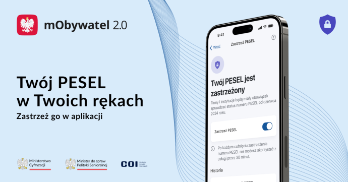 Grafika dot. usługi Zastrzeż PESEL/materiał Ministerstwa Cyfryzacji