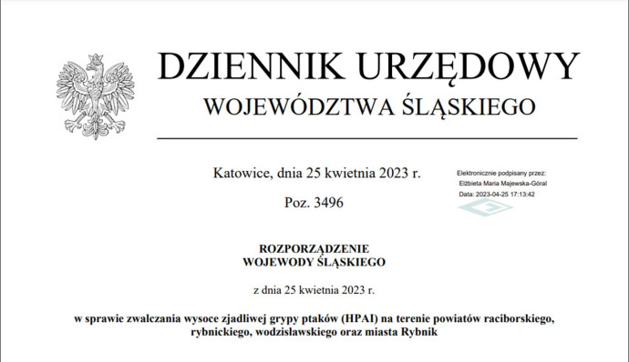 ROZPORZĄDZENIE WOJEWODY ŚLĄSKIEGO z dnia 25 kwietnia 2023 r. 
