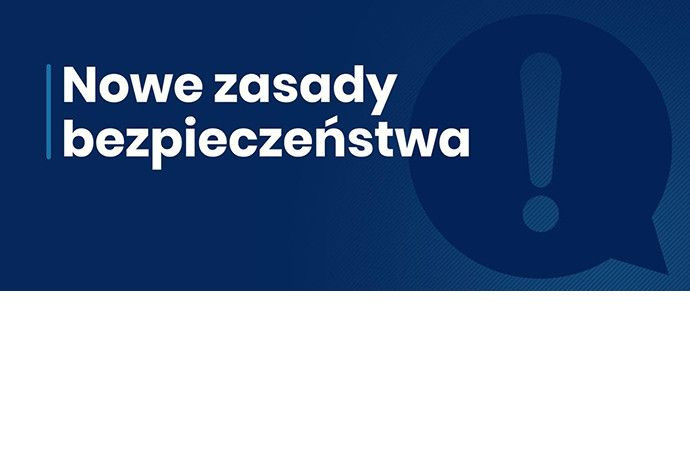 Zmiany w zasadach bezpieczeństwa – nowe limity osób i nauka zdalna/grafika (napis: Nowe zasady bezpieczeństwa) Ministerstwa Zdrowia
