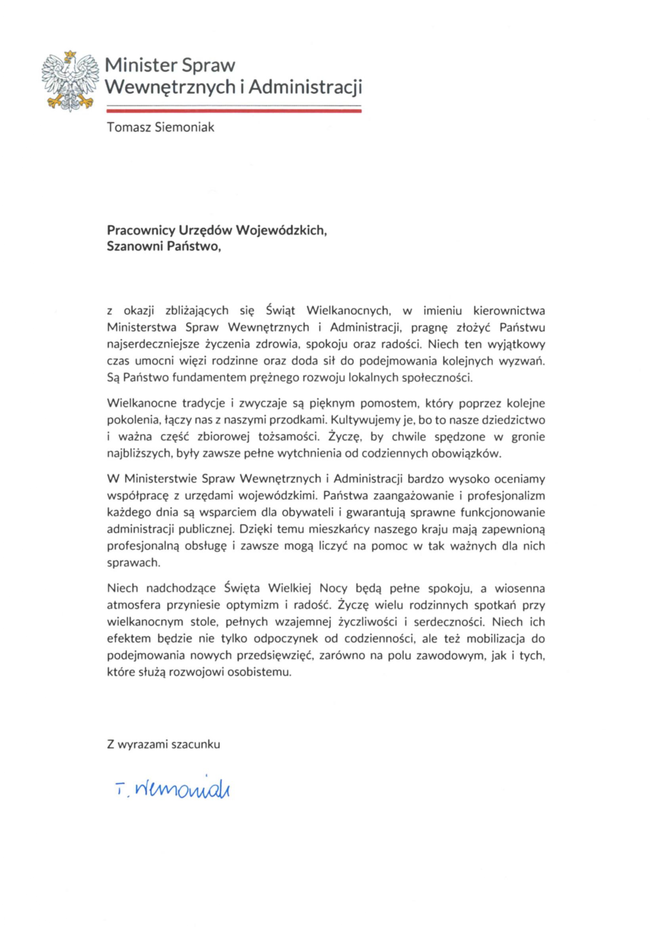Życzenia świąteczne Ministra Spraw Wewnętrznych i Administracji Tomasza Siemoniaka Życzenia świąteczne Ministra Spraw Wewnętrznych i Administracji Tomasza Siemoniaka